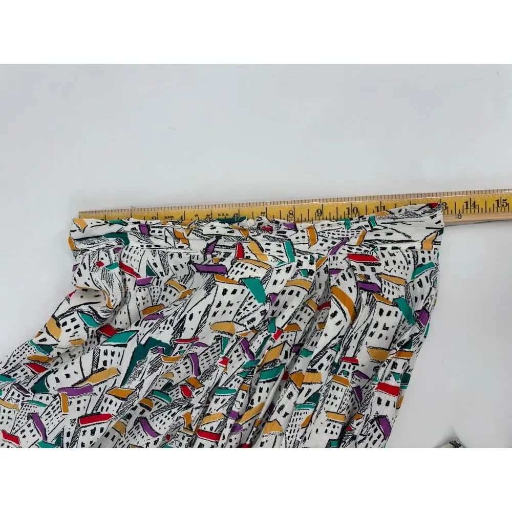 Minx Vintage Jacket Skirt Set Womens 34 / 38 White House Print Crepe Pleated